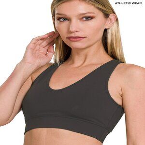 Women Soft Comfortable Athletic Racerback Sports Bra w/Removable Pads Black S-XL